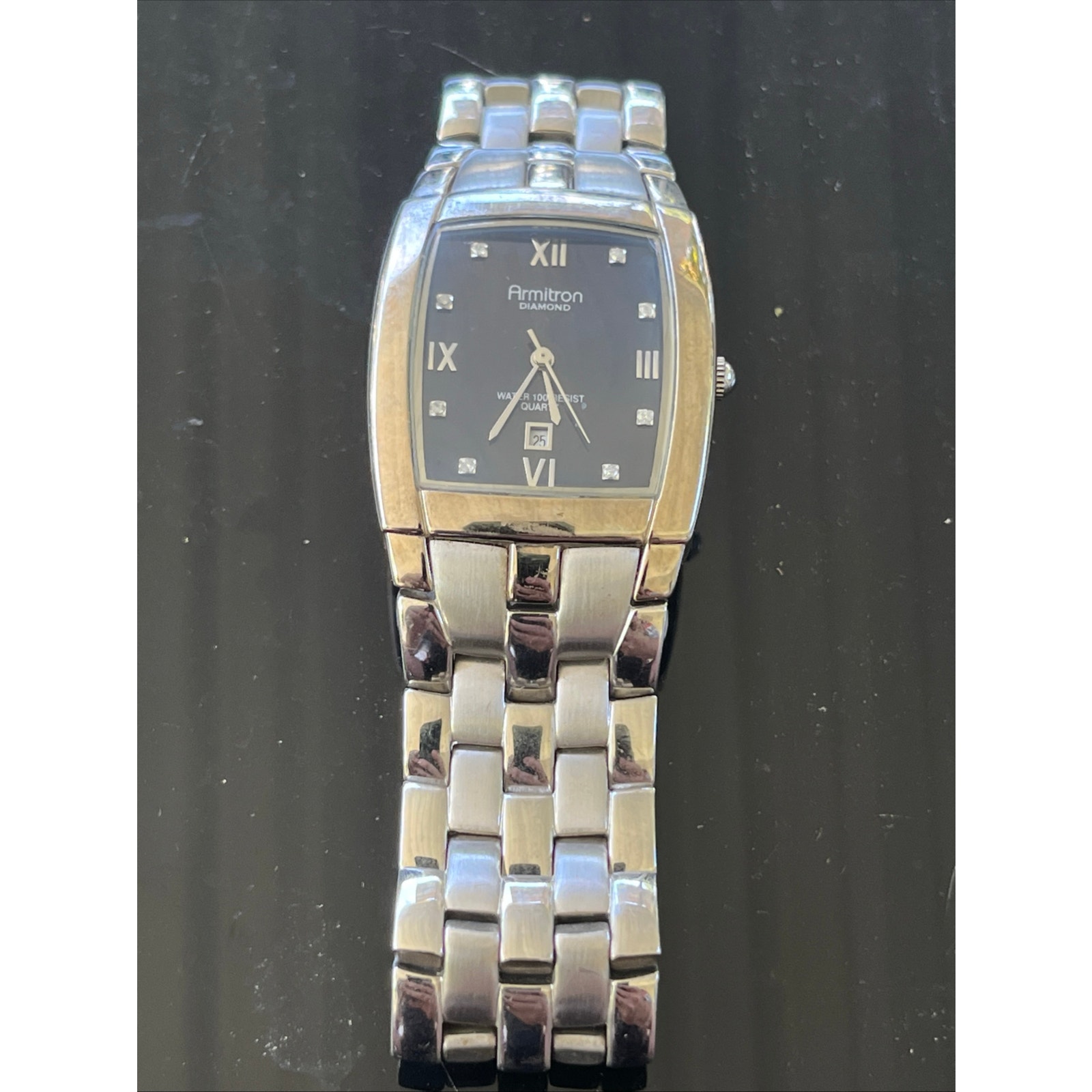Armitron Diamond Stainless Water Resist 100 Quartz WatchPreowned